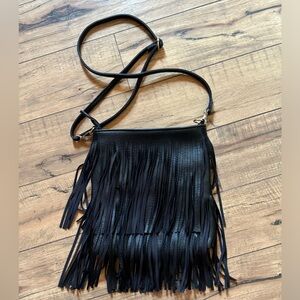 Black fringe crossbody purse.